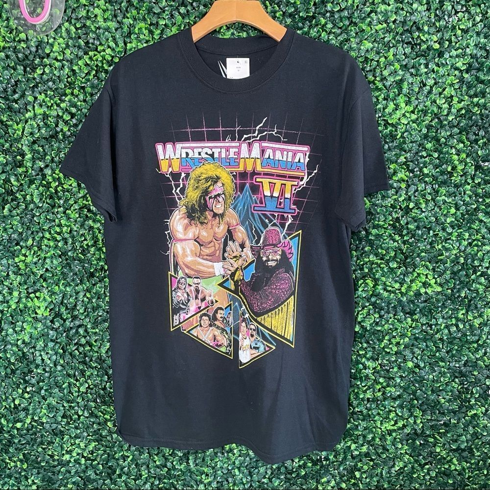 NWT Wrestlemania VI 6 Graphic Black T-shirt Sz M